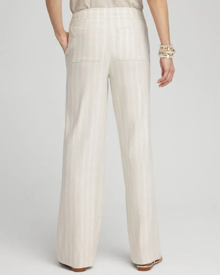 Chico039s Pants Linen Blend Stripe Flare Leg Pants Oatmeal 8211 Clothing