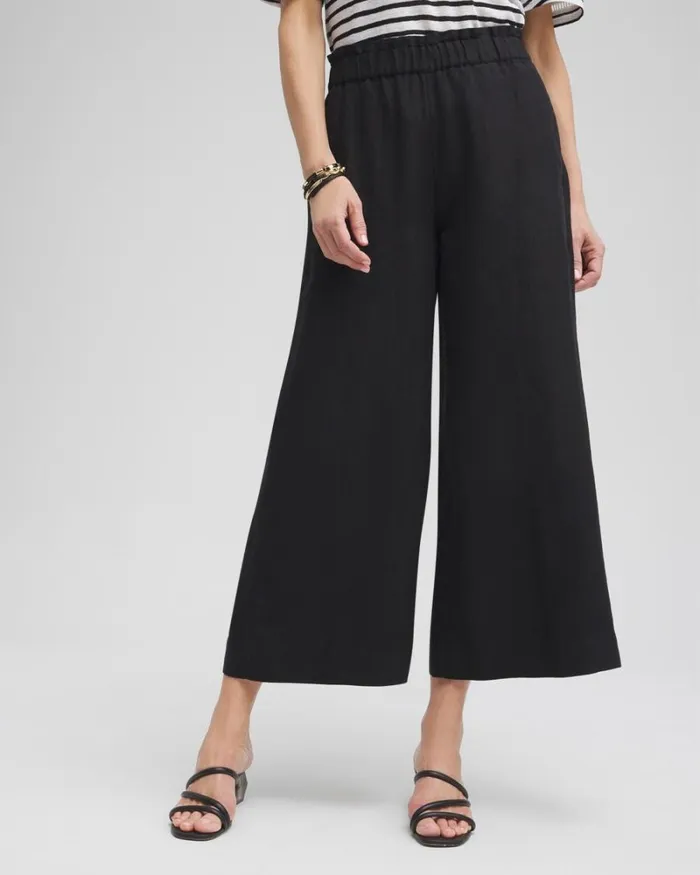 Chico039s Pants Linen Culotte Pants Black 8211 Clothing