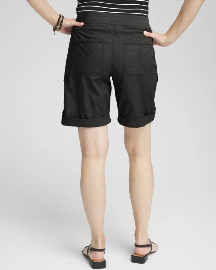 Chico039s Pants Poplin Roll Tab Shorts Ebony Black 8211 Clothing