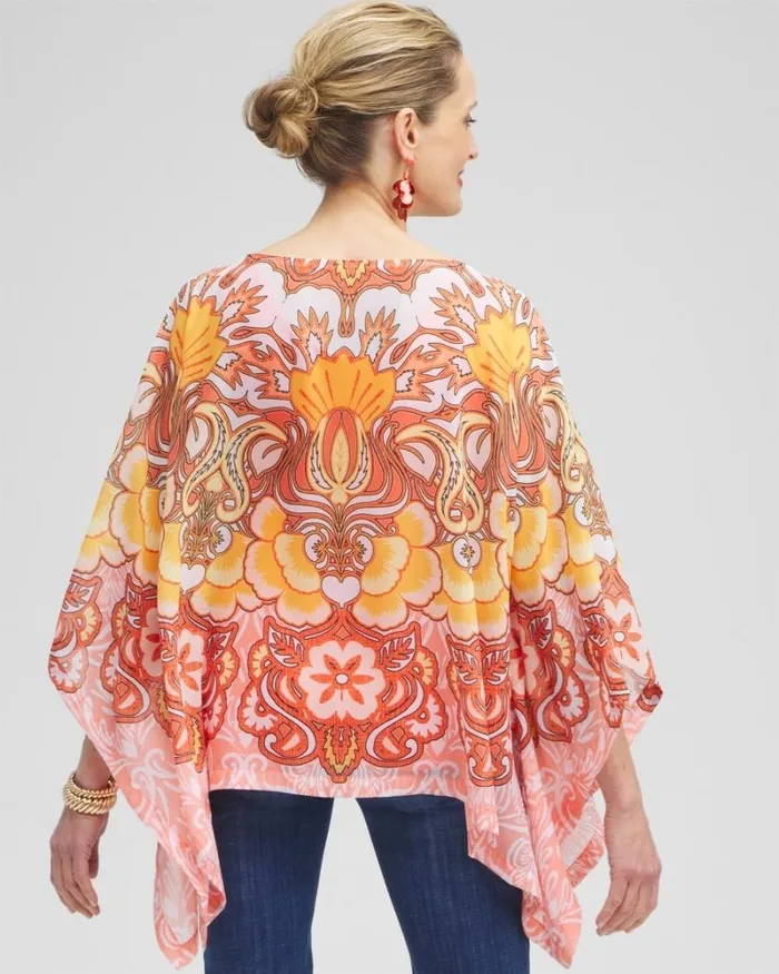 Chico039s Ponchos and Ruanas Chiffon Paisley Poncho Coral Ice 8211 Shoes and Accessories Chico039s Ponchos and Ruanas Chiffon Paisley Poncho Coral Ice 8211 Shoes and Accessories