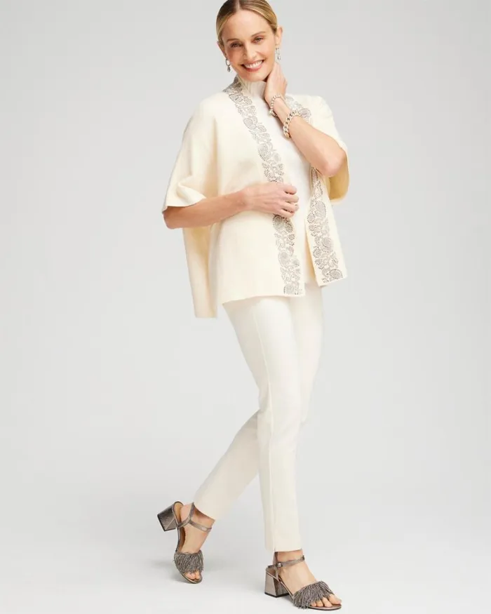 Chico039s Ponchos and Ruanas Embellished Placket Sweater Ruana English Cream 8211 Shoes and Accessories Chico039s Ponchos and Ruanas Embellished Placket Sweater Ruana English Cream 8211 Shoes and Accessories