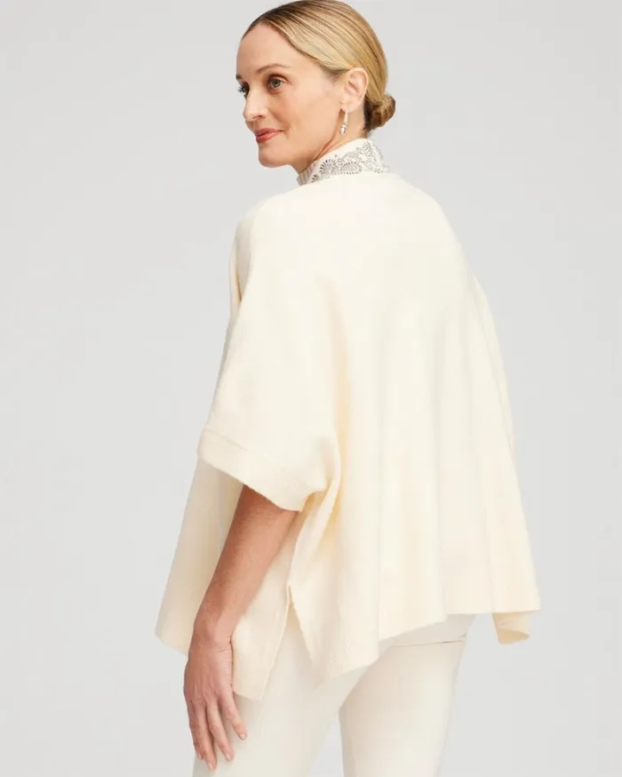 Chico039s Ponchos and Ruanas Embellished Placket Sweater Ruana English Cream 8211 Shoes and Accessories Chico039s Ponchos and Ruanas Embellished Placket Sweater Ruana English Cream 8211 Shoes and Accessories