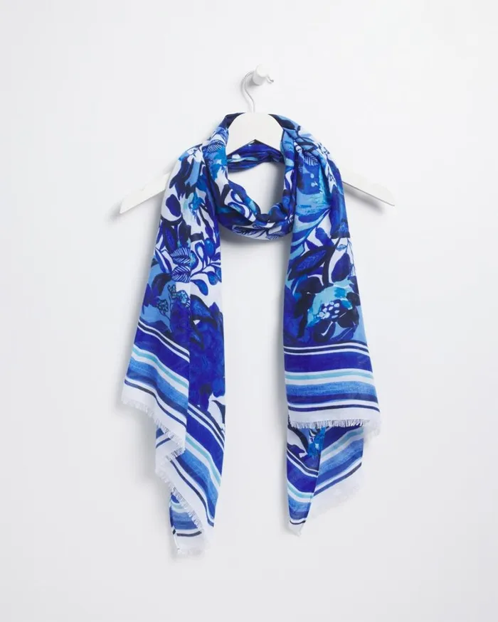 Chico039s Scarves Cool Floral Oblong Scarf Intense Azure 8211 Shoes and Accessories Chico039s Scarves Cool Floral Oblong Scarf Intense Azure 8211 Shoes and Accessories