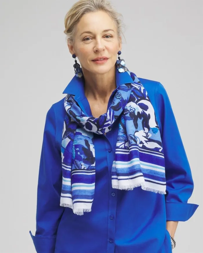 Chico039s Scarves Cool Floral Oblong Scarf Intense Azure 8211 Shoes and Accessories Chico039s Scarves Cool Floral Oblong Scarf Intense Azure 8211 Shoes and Accessories