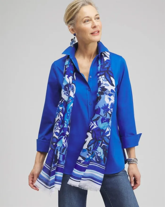 Chico039s Scarves Cool Floral Oblong Scarf Intense Azure 8211 Shoes and Accessories Chico039s Scarves Cool Floral Oblong Scarf Intense Azure 8211 Shoes and Accessories