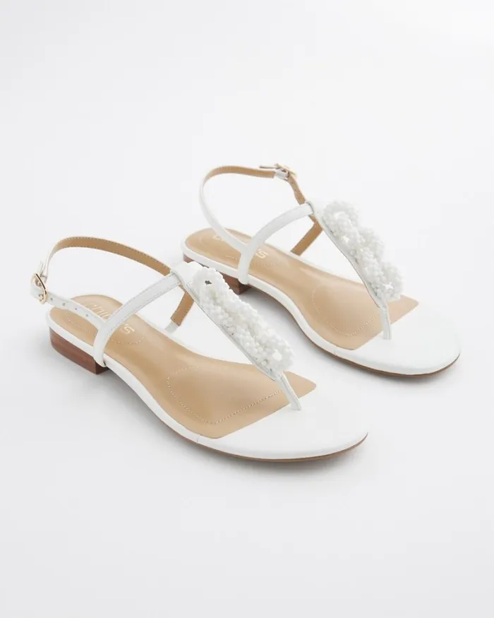 Chico039s Shoes TStrap Sandals White 8211 Shoes and Accessories
