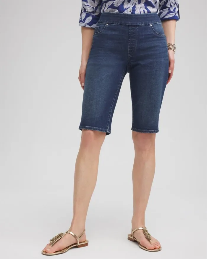 Chico039s Shorts 11034 Pullon Denim Shorts Inverness Indigo 8211 Clothing