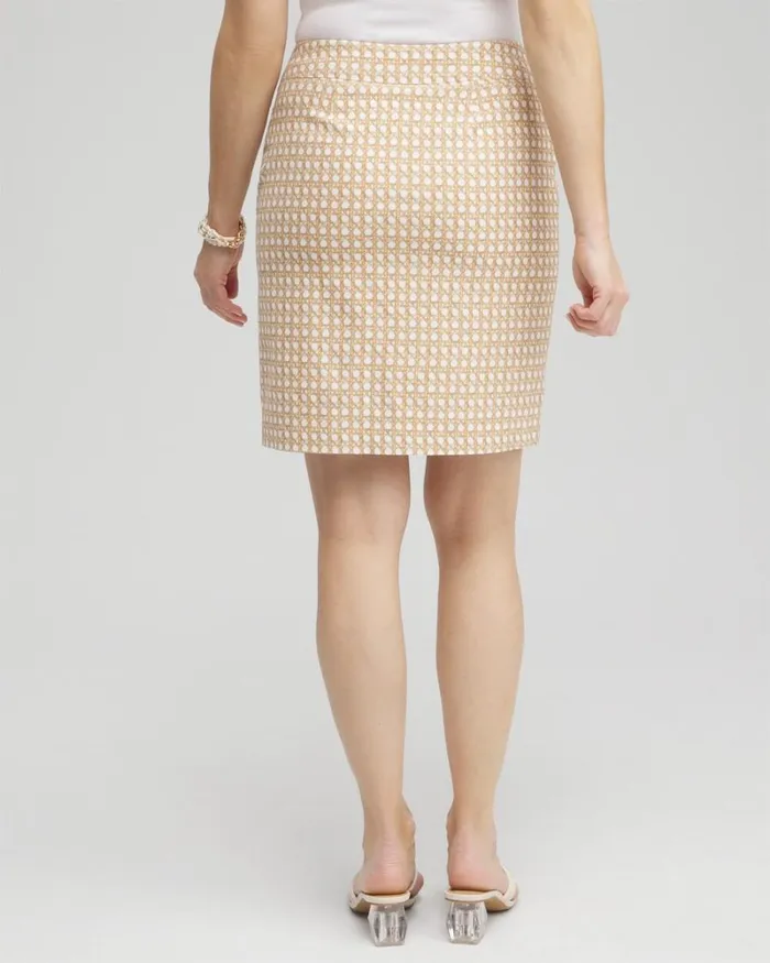 Chico039s Shorts Brigitte PullOn Cane Print Skort Mirage Tan 8211 Clothing