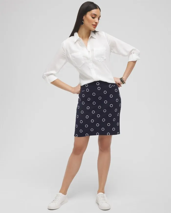 Chico039s Skirts Brigitte Embroidered Skort Alabaster 8211 Clothing