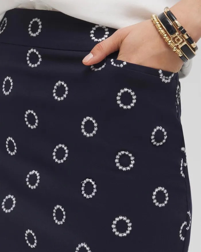 Chico039s Skirts Brigitte Embroidered Skort Alabaster 8211 Clothing