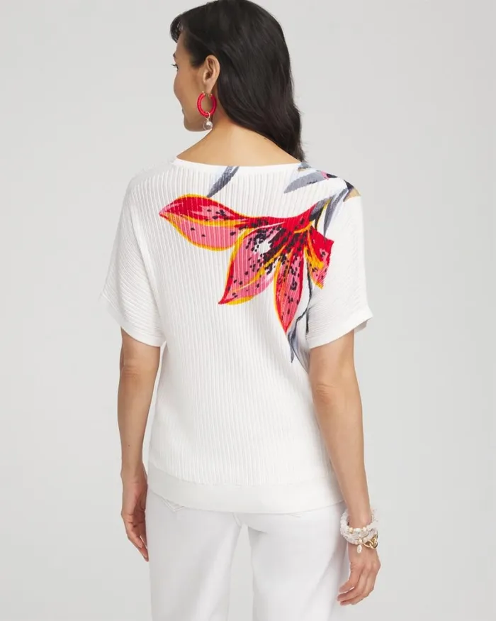 Chico039s Sweaters Floral Print Dolman Pullover Alabaster 8211 Clothing