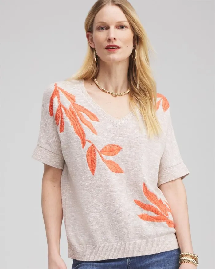 Chico039s Sweaters Linen Blend Embroidered Pullover Sweater Neutral 8211 Clothing Chico039s Sweaters Linen Blend Embroidered Pullover Sweater Neutral 8211 Clothing