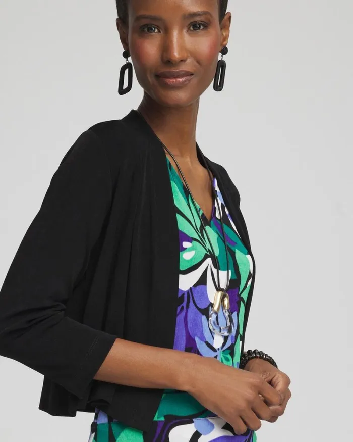 Chico039s Sweaters Travelers Cropped Cardigan Travelers Black 8211 Clothing