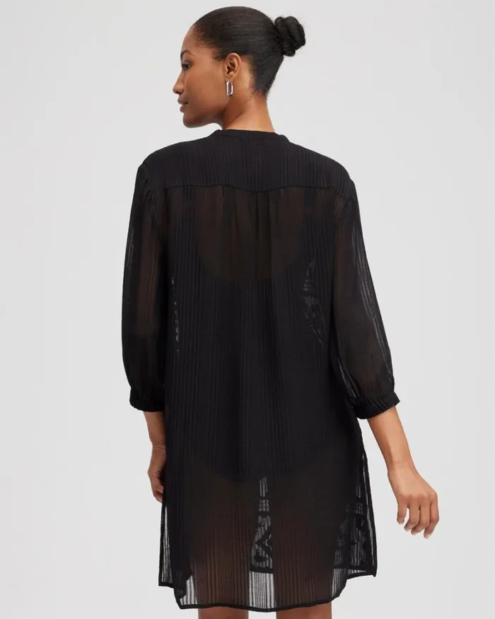 Chico039s Swim Embroidered Swim Dress Coverup Black 8211 Clothing