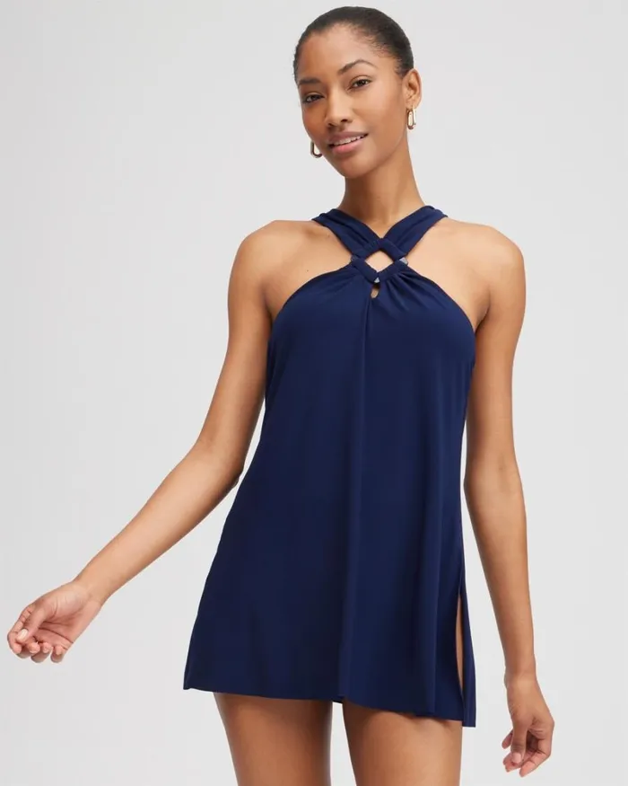 Chico039s Swim Magicsuit Square Cut Beverly Swim Dress Navy 8211 Clothing