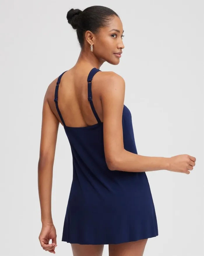 Chico039s Swim Magicsuit Square Cut Beverly Swim Dress Navy 8211 Clothing