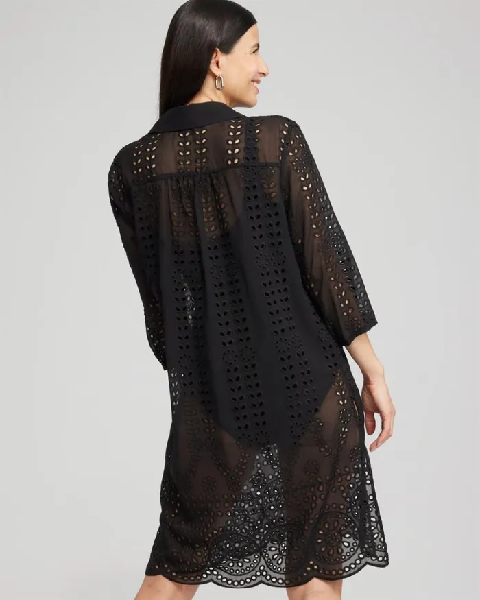Chico039s Swim Shirt Dress Swim Coverup Black 8211 Clothing
