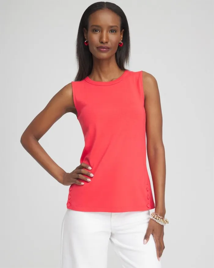 Chico039s Tops Button Detail Tank Watermelon Punch 8211 Clothing