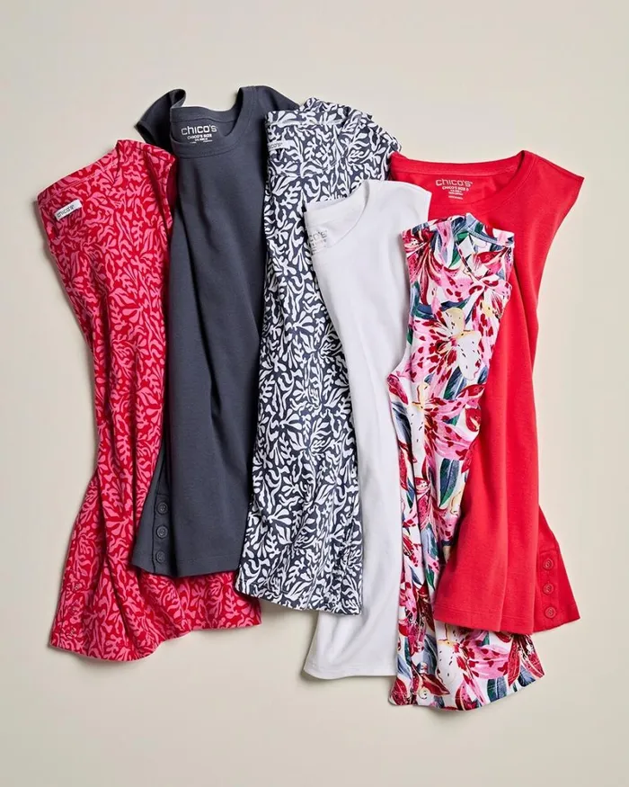 Chico039s Tops Button Detail Tank Watermelon Punch 8211 Clothing
