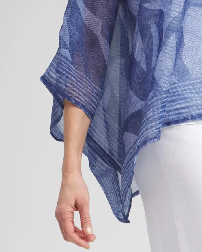 Chico039s Tops Chiffon Cool Abstract Poncho Classic Navy 8211 Clothing