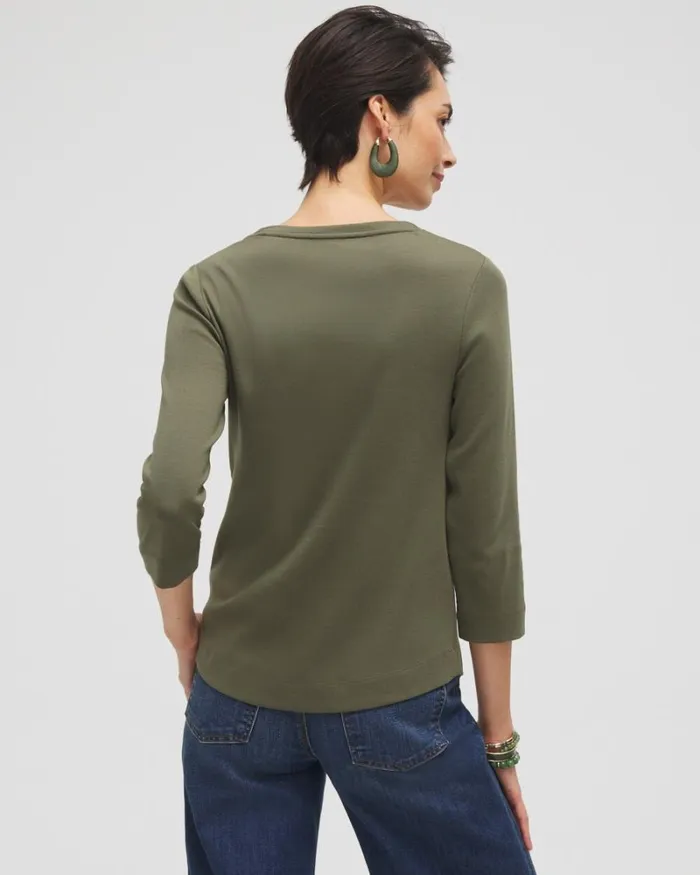 Chico039s Tops Everyday 34 Sleeve Tee Mango Sorbet 8211 Clothing