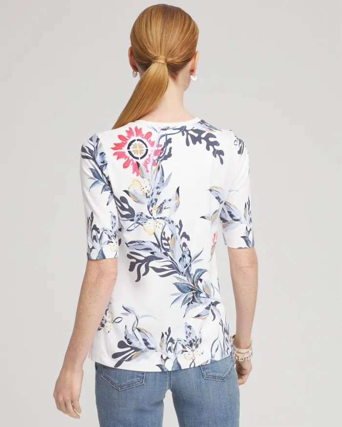 Chico039s Tops Floral Artisan Tee Alabaster 8211 Clothing