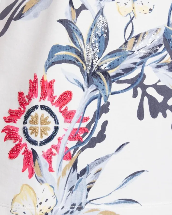 Chico039s Tops Floral Artisan Tee Alabaster 8211 Clothing