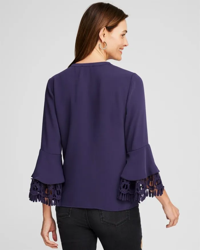 Chico039s Tops Lace Detail Long Sleeve Top Black 8211 Clothing
