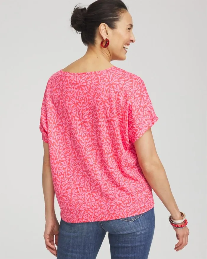 Chico039s Tops Linen Reef Tie Front Tee Watermelon Punch 8211 Clothing