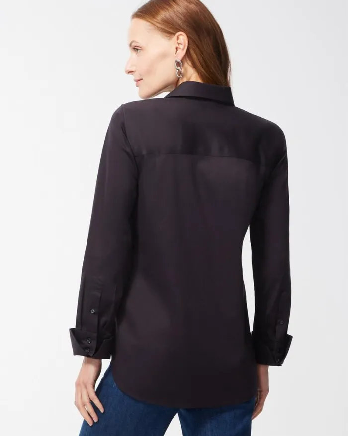 Chico039s Tops NoIron Stretch Shirt Black 8211 Clothing