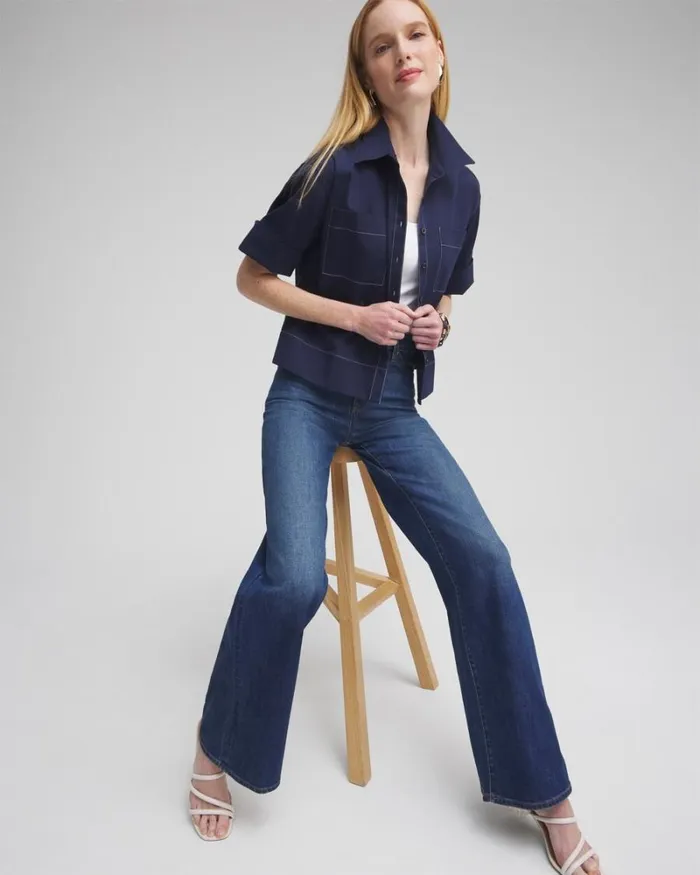Chico039s Tops No Iron Stretch Short Sleeve Shirt Classic Navy 8211 Clothing Chico039s Tops No Iron Stretch Short Sleeve Shirt Classic Navy 8211 Clothing