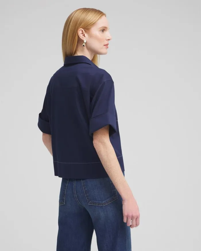 Chico039s Tops No Iron Stretch Short Sleeve Shirt Classic Navy 8211 Clothing Chico039s Tops No Iron Stretch Short Sleeve Shirt Classic Navy 8211 Clothing