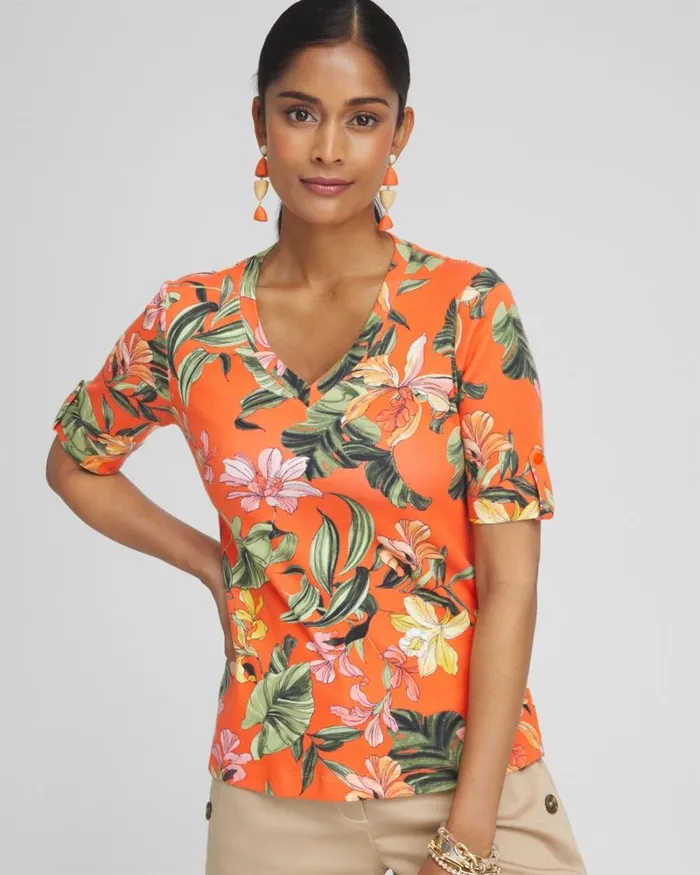 Chico039s Tops Orchid Everyday Vneck Tee Blood Orange 8211 Clothing