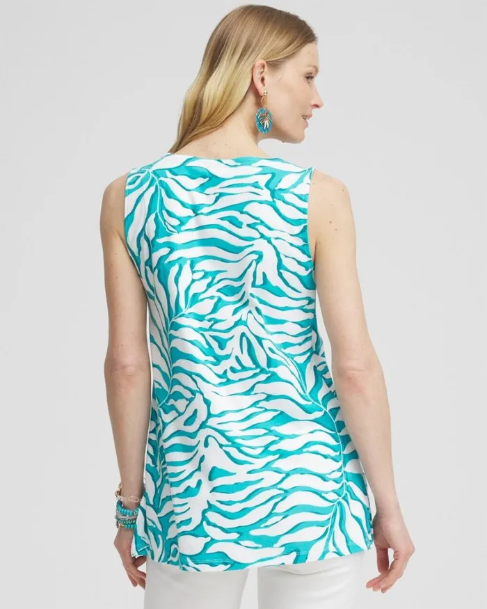 Chico039s Tops Palms Notch Neck Tank Oceano 8211 Clothing