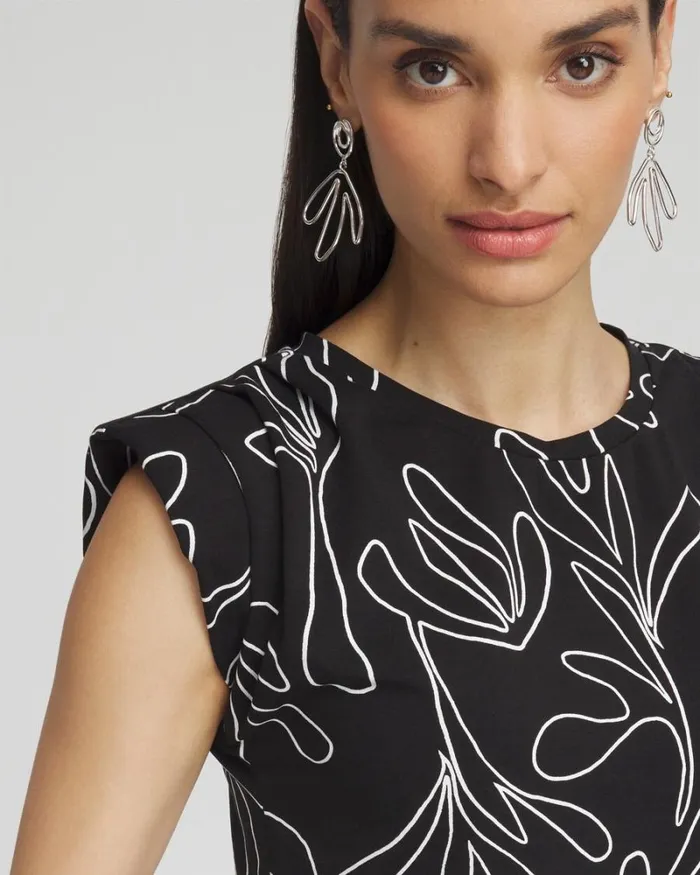 Chico039s Tops Palms Tuck Sleeve Tee Black 8211 Clothing