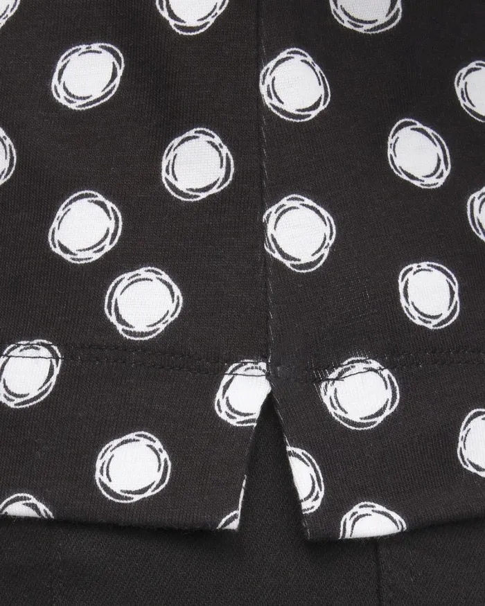 Chico039s Tops Polka Dot Everyday Elbow Sleeve Tee Black 8211 Clothing