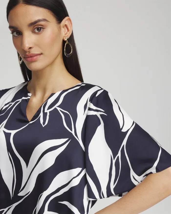 Chico039s Tops Satin Bubble Hem Blouse Classic Navy 8211 Clothing