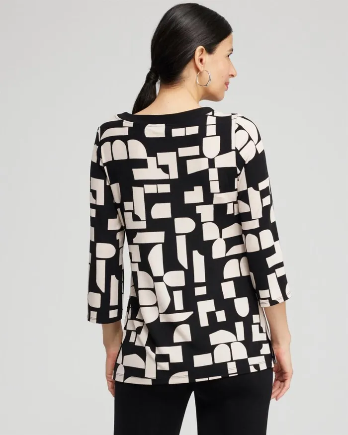 Chico039s Tops Travelers Block Print Split Neck Top Smokey Taupe 8211 Clothing Chico039s Tops Travelers Block Print Split Neck Top Smokey Taupe 8211 Clothing