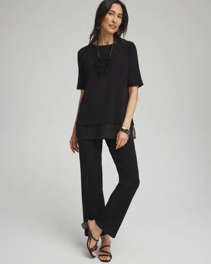 Chico039s Tops Travelers Chiffon Hem Top Travelers Black 8211 Clothing