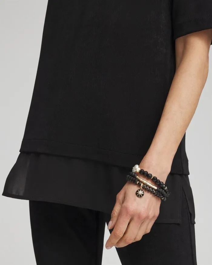 Chico039s Tops Travelers Chiffon Hem Top Travelers Black 8211 Clothing