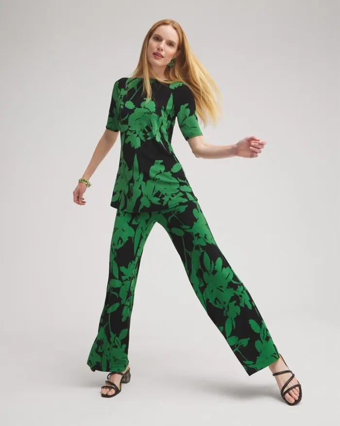 Chico039s Tops Travelers Floral Tunic Verdant Green 8211 Clothing
