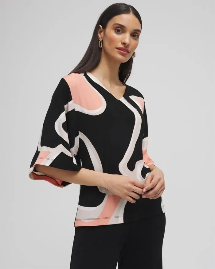 Chico039s Tops Travelers Kimono Sleeve Tunic Pink Clay 8211 Clothing