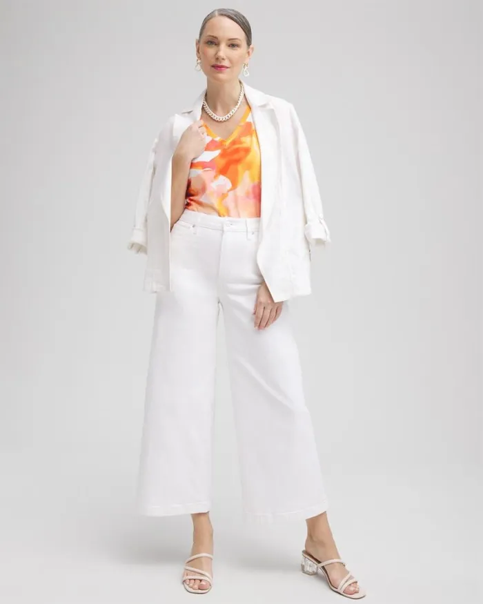 Chico039s Tops Watercolor Vneck Perfect Tee Nectarine 8211 Clothing