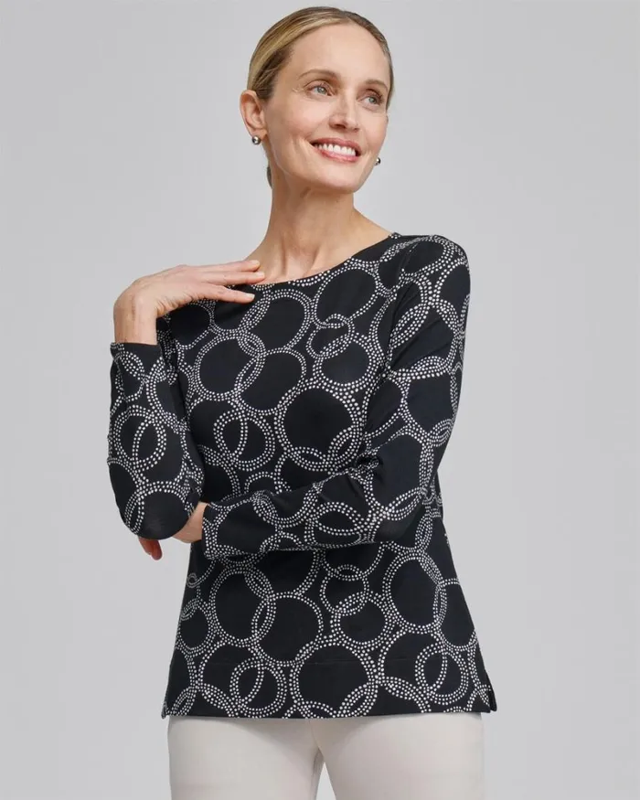 Chico039s Tops Zenergy Circle Print Pullover Smokey Taupe 8211 Clothing