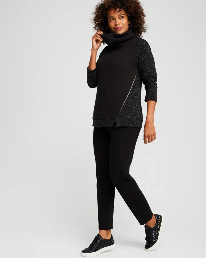 Chico039s Tops Zenergy French Terry Cowl Neck Top Black 8211 Clothing