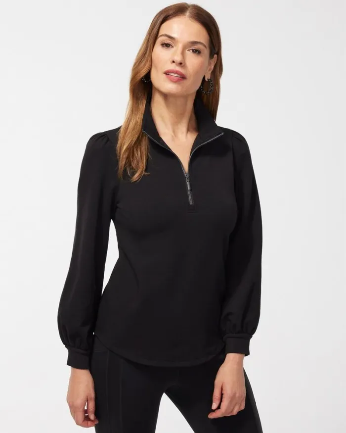Chico039s Tops Zenergy French Terry Half Zip Pullover Black 8211 Clothing