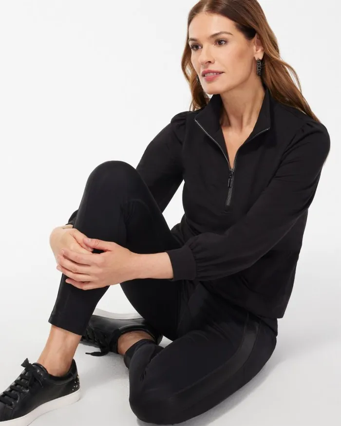 Chico039s Tops Zenergy French Terry Half Zip Pullover Black 8211 Clothing