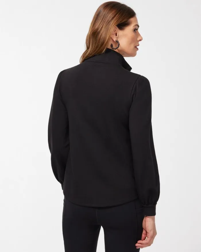 Chico039s Tops Zenergy French Terry Half Zip Pullover Black 8211 Clothing
