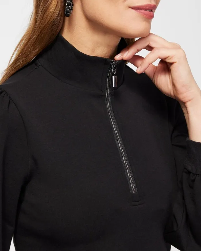 Chico039s Tops Zenergy French Terry Half Zip Pullover Black 8211 Clothing