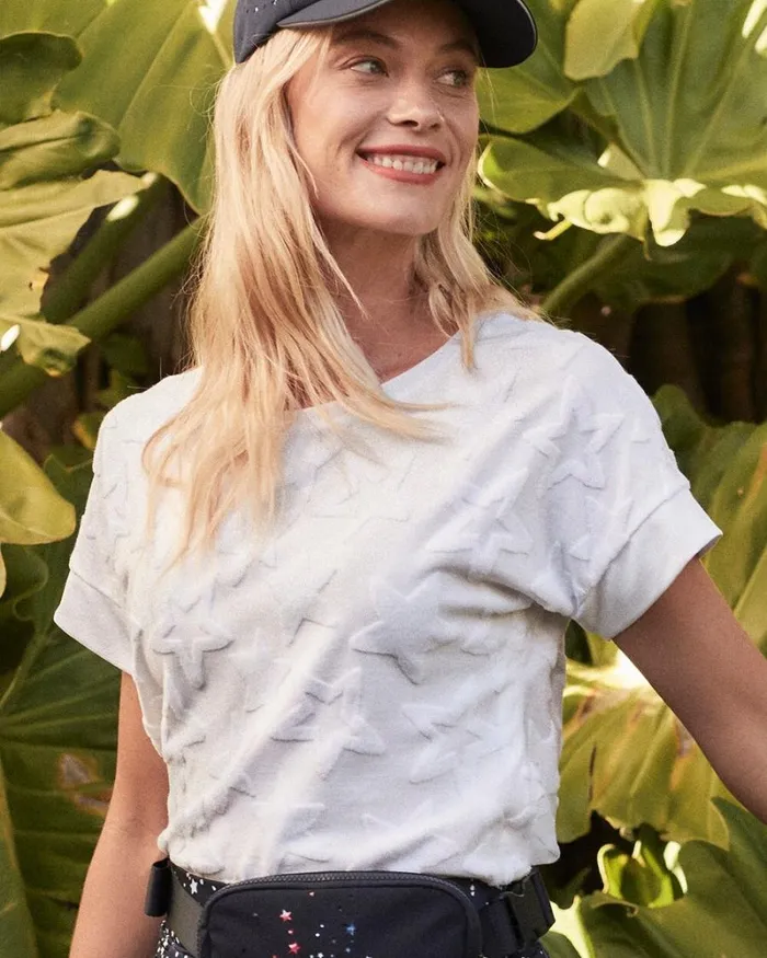Chico039s Tops Zenergy Textured Star Top Alabaster 8211 Clothing